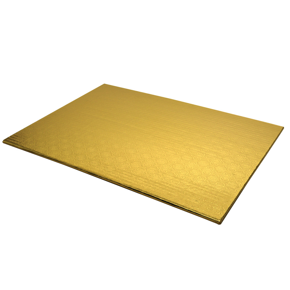 O'Creme Quarter Size Rectangular Gold Foil Cake Board, 1/4" Thick, Pack of 10 image 2