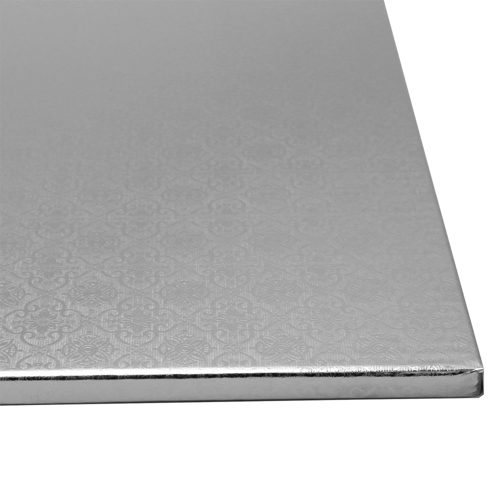O'Creme Quarter Size Rectangular Silver Foil Cake Board, 1/2" Thick, Pack of 5 image 3