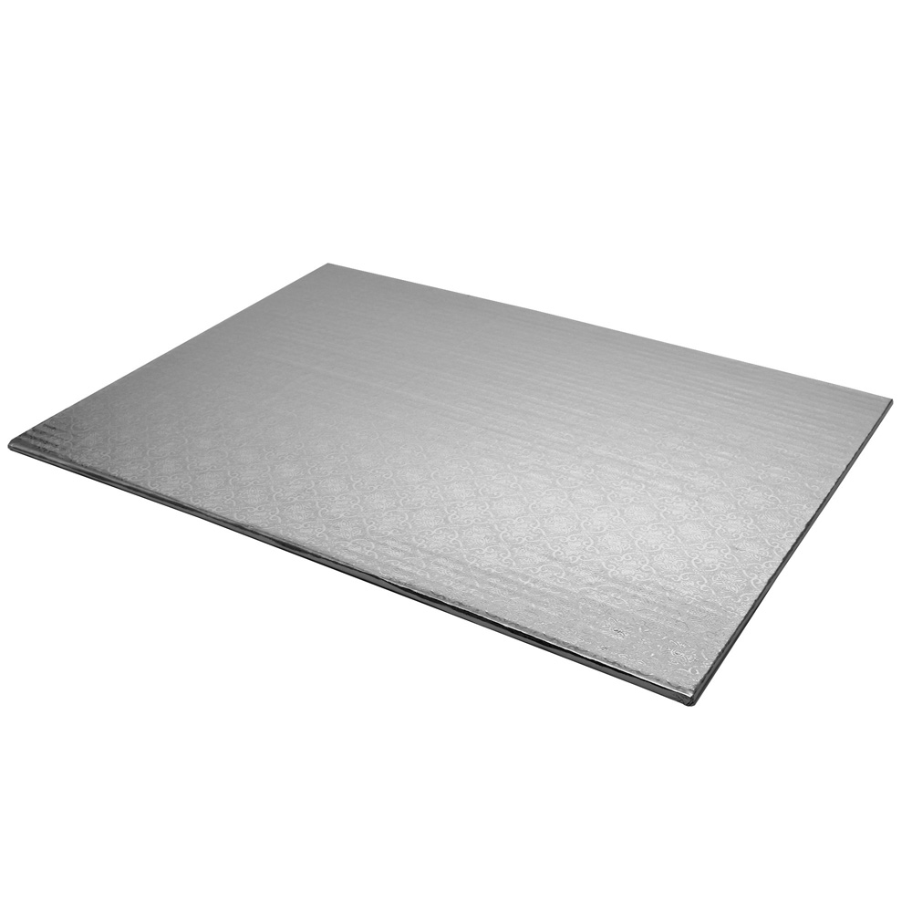 O'Creme Quarter Size Rectangular Silver Foil Cake Board, 1/4" Thick  image 2
