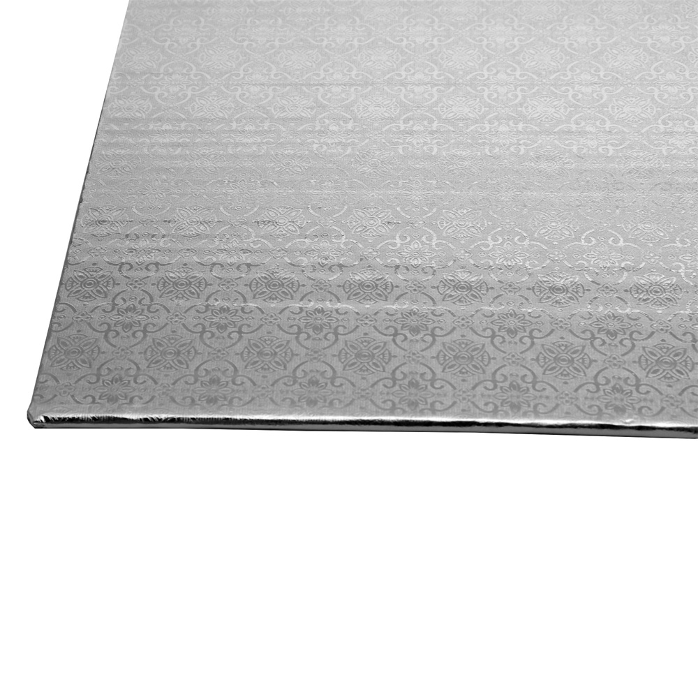 O'Creme Quarter Size Rectangular Silver Foil Cake Board, 1/4" Thick  image 3