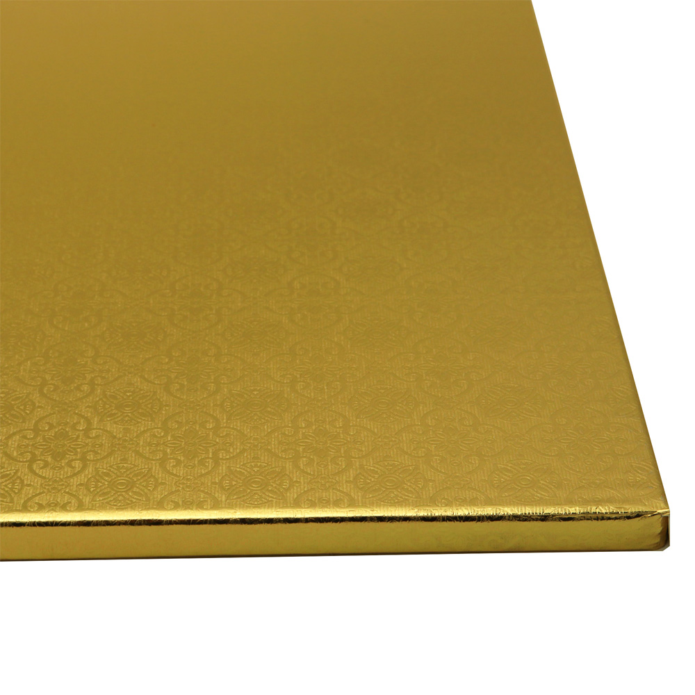 O'Creme Quarter Size Rectangular Gold Foil Cake Board, 1/2" Thick, Pack of 5 image 3