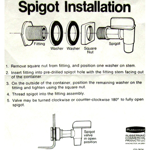 Rubbermaid 2624-L3 Spigot Kit image 4