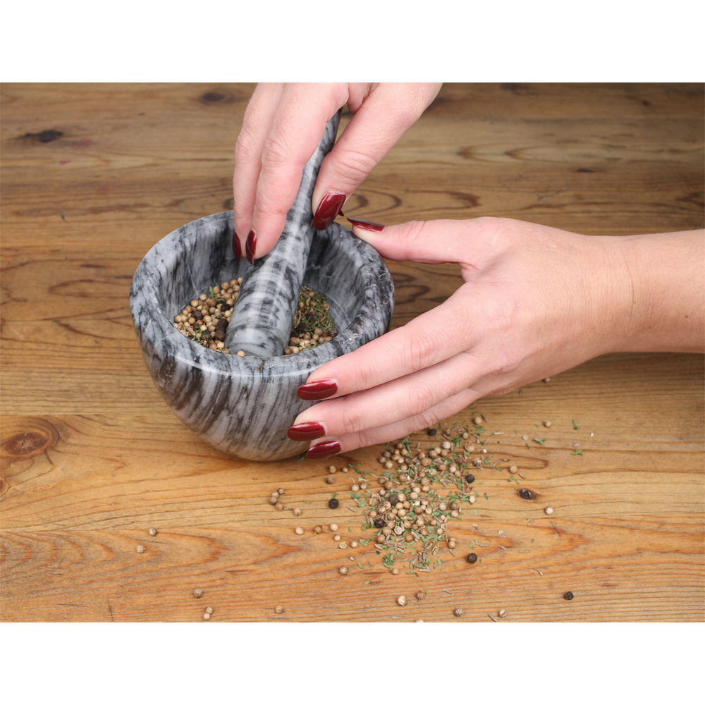 RSVP International Grey Marble Mortar & Pestle image 1