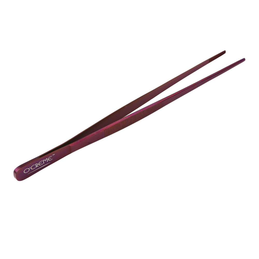 O'Creme Purple Stainless Steel Straight Tip Tweezers, 12"  image 1