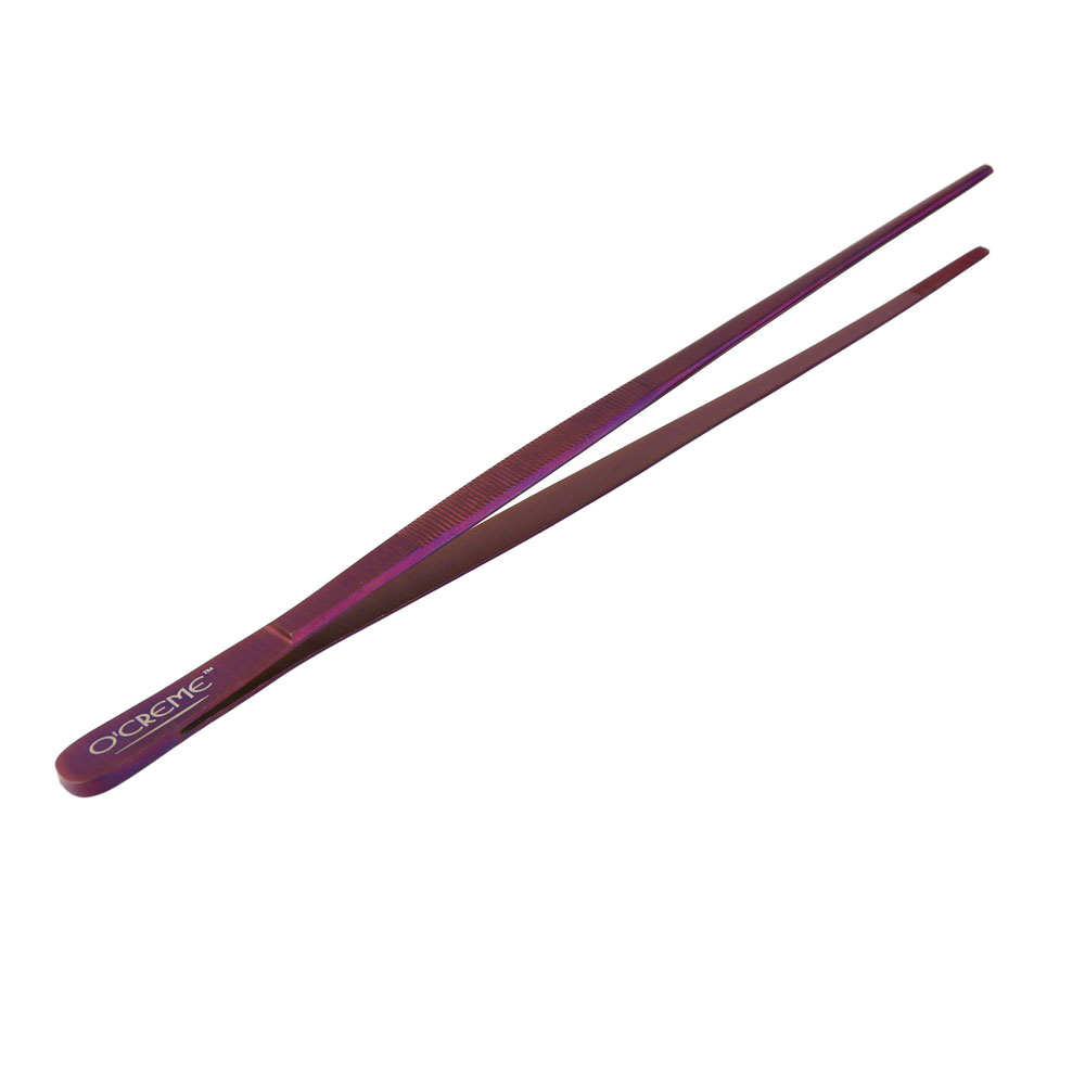 O'Creme Purple Stainless Steel Straight Tip Tweezers, 12"  image 2