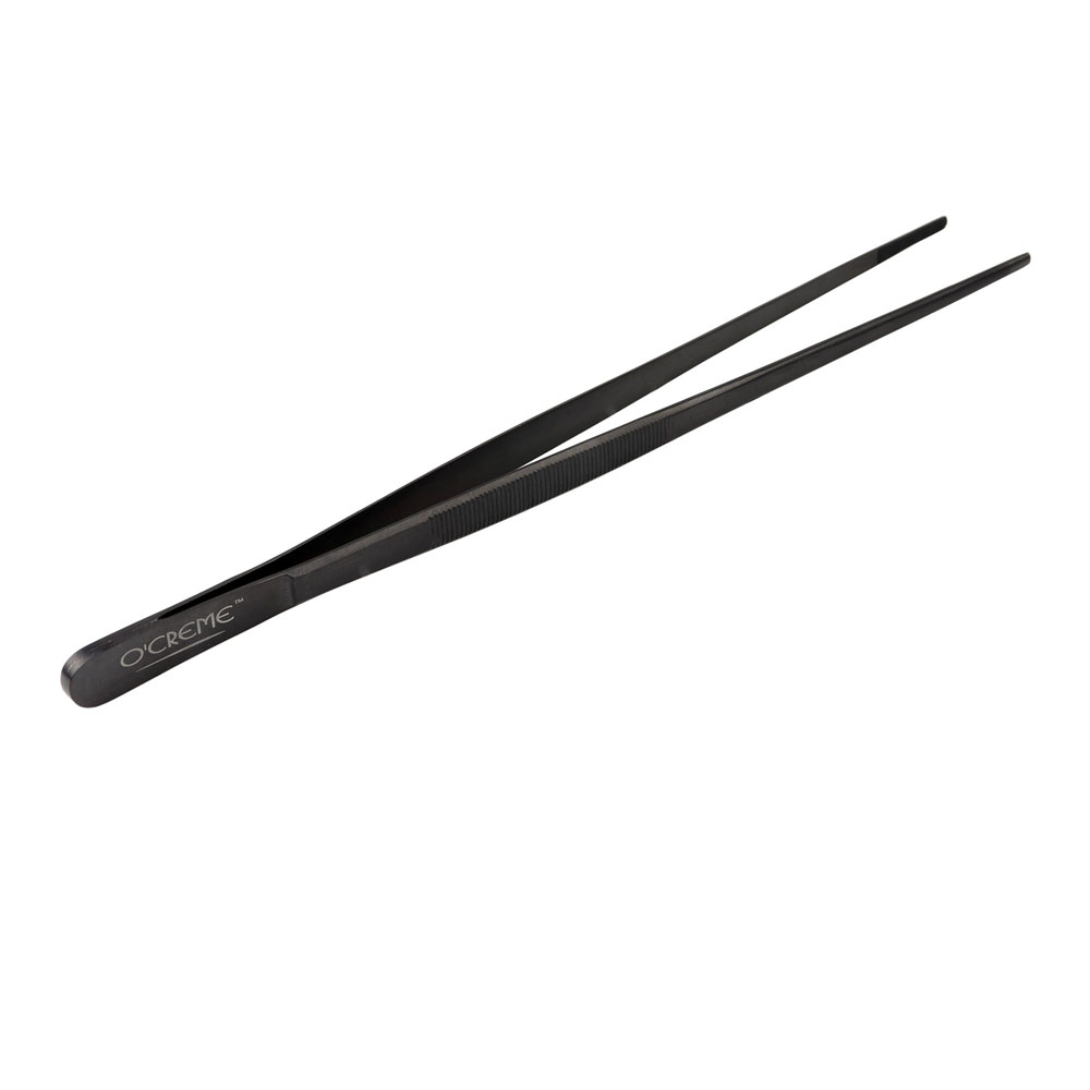 O'Creme Black Stainless Steel Straight Tip Tweezers, 12"  image 1