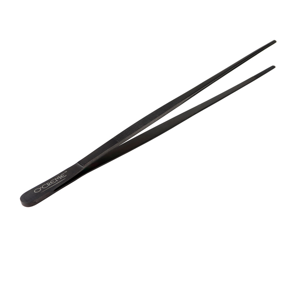 O'Creme Black Stainless Steel Straight Tip Tweezers, 12"  image 2