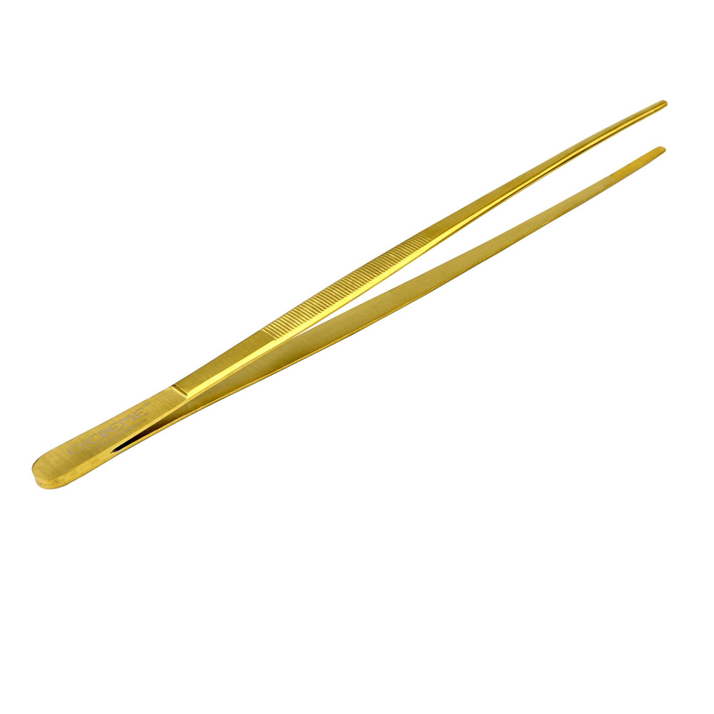 O'Creme Gold Stainless Steel Straight Tip Tweezers, 12"  image 2