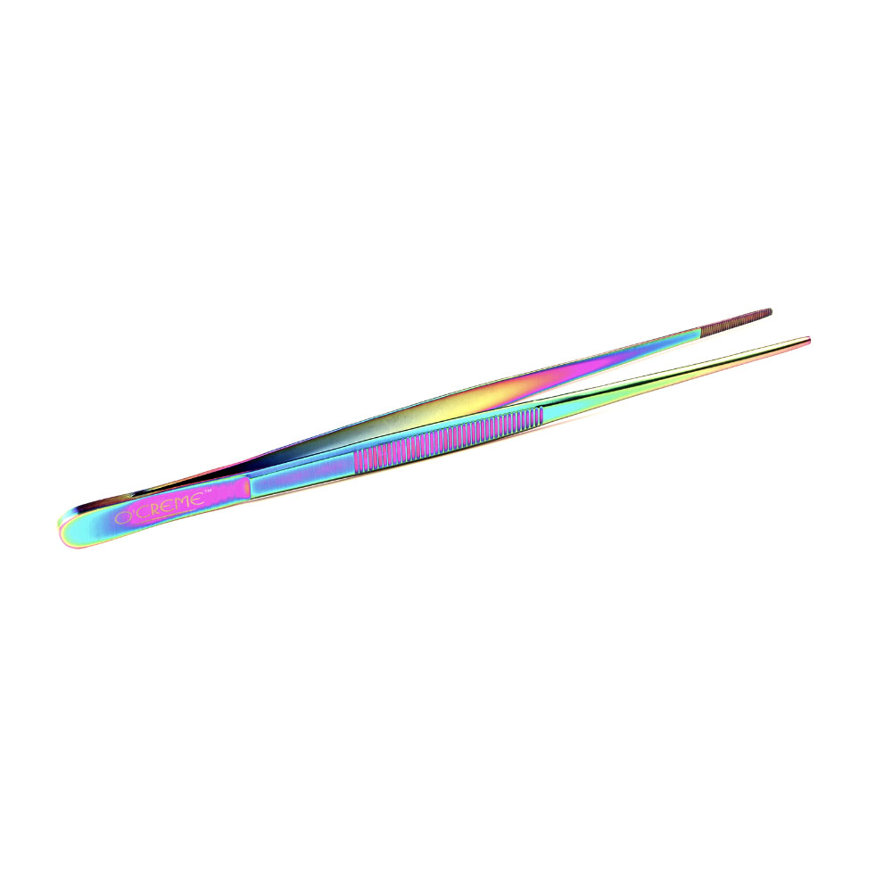 O'Creme Oil Slick Stainless Steel Straight Tip Tweezers, 8"  image 1