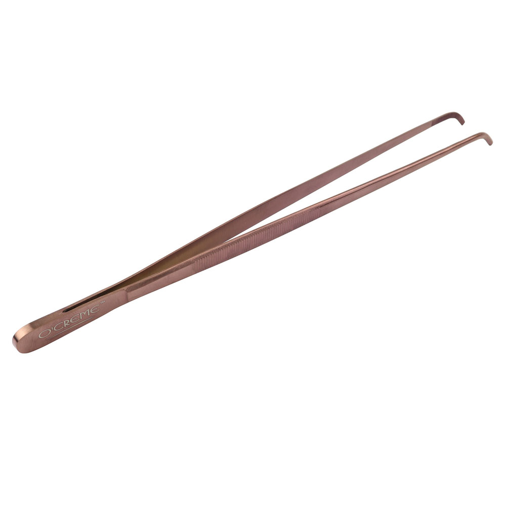 O'Creme Rose Gold Stainless Steel Curved Tip Tweezers, 10"   image 1