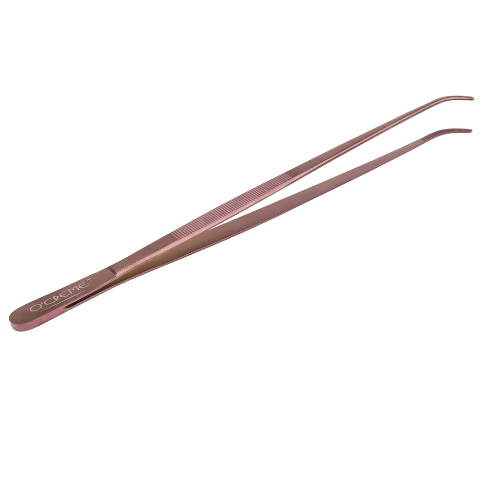 O'Creme Rose Gold Stainless Steel Curved Tip Tweezers, 10"   image 2