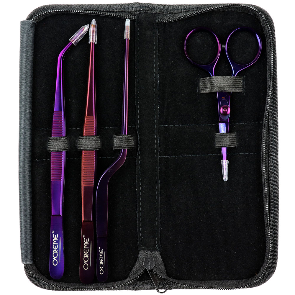 O'Creme Purple Stainless Steel Tweezers, Set of 4  image 2