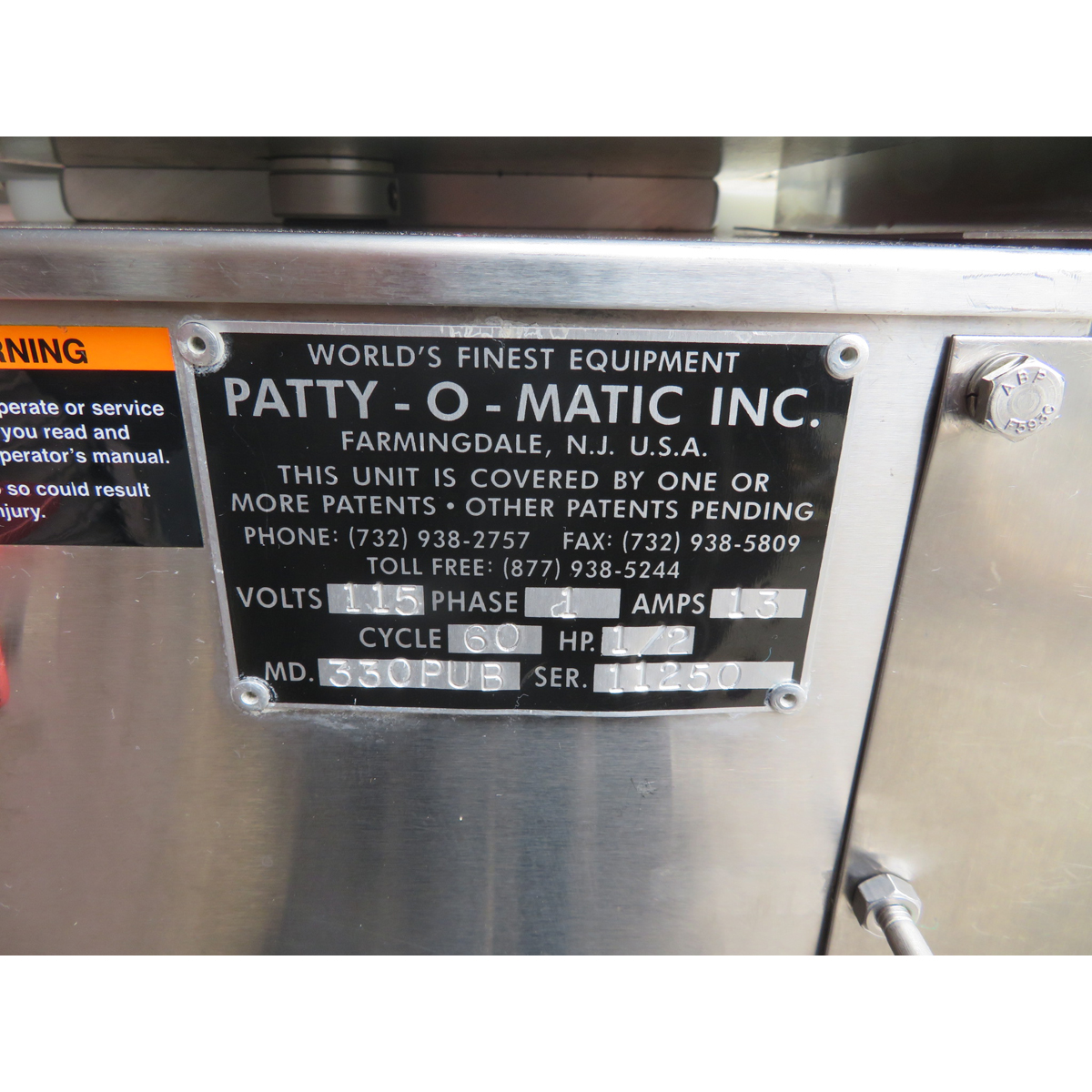 Patty-O-Matic 330PUB Patty Maker, Used Excellent Condition image 5