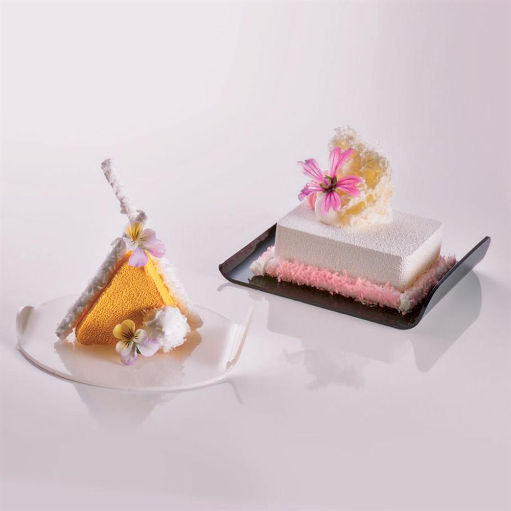 Martellato PL00201 Rectangle White Dessert Plate 4" x 3-1/4" - Pack of 100 image 1