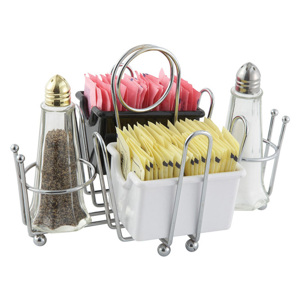 Winco WH-1 Chrome-Plated Cruet Rack for Salt/Pepper Shaker & Sugar Packets image 1