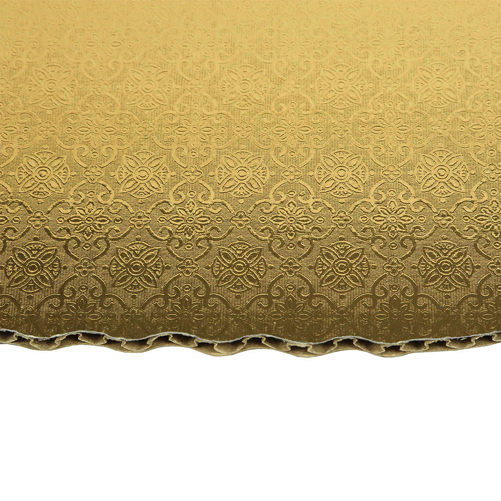 Gold Rectangular Scalloped Corrugated Full Size Cake Board 17" x 25" - Pack of 10 image 1