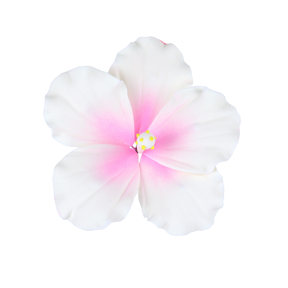 White with Pink Spray Hibiscus Gumpaste Flowers - Set of 3 image 1