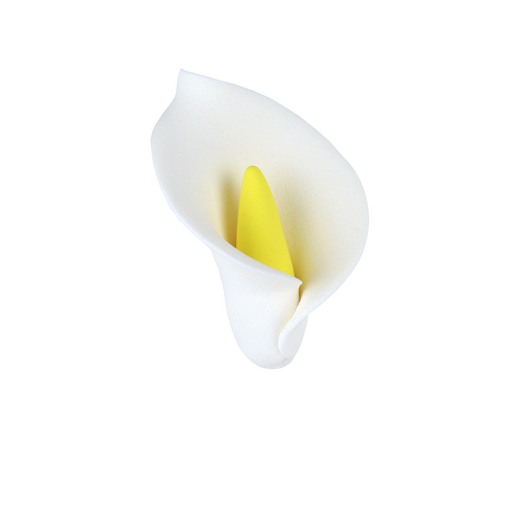 Medium White and Yellow Calla Lilly Gumpaste Flowers - Set of 6 image 1