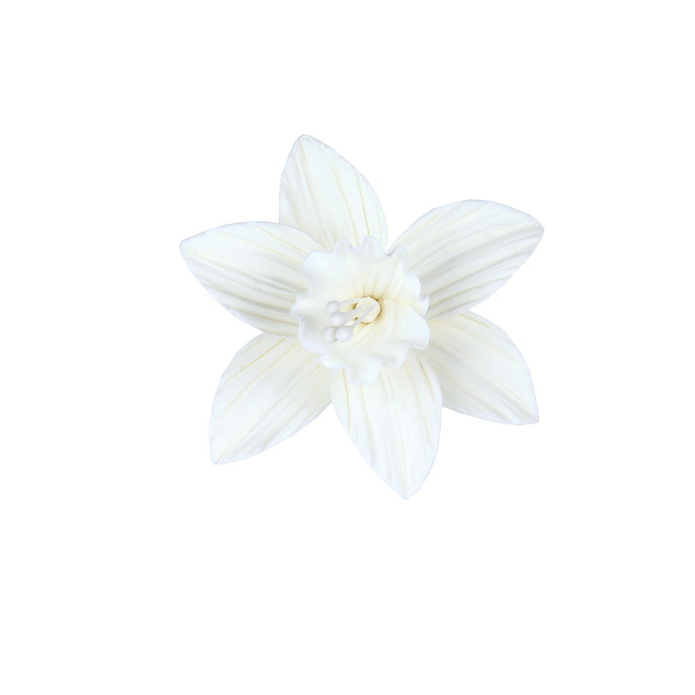 White Daffodil Gumpaste Flowers - Set of 6 image 1