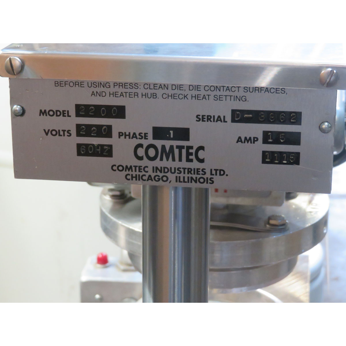 Comtec 2200 Pie and Pastry Crust Forming Press, Used Great Condition image 2