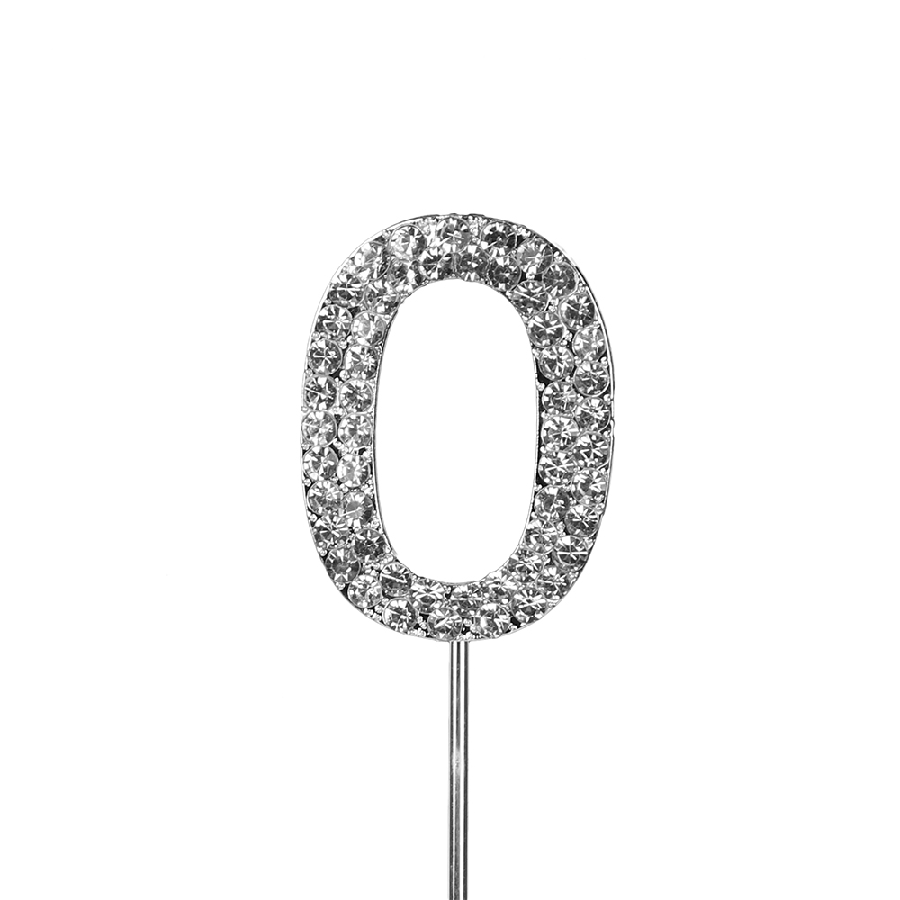 O'Creme Silver Rhinestone 'Number Zero' Cake Topper image 1