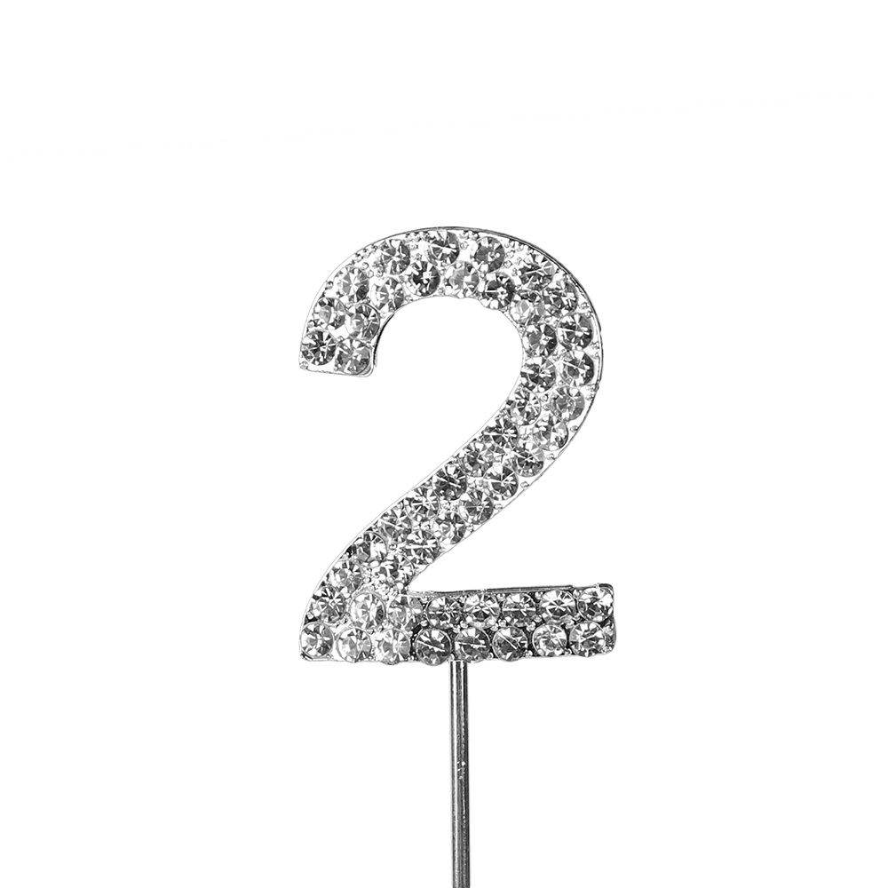 O'Creme Silver Rhinestone 'Number Two' Cake Topper image 1
