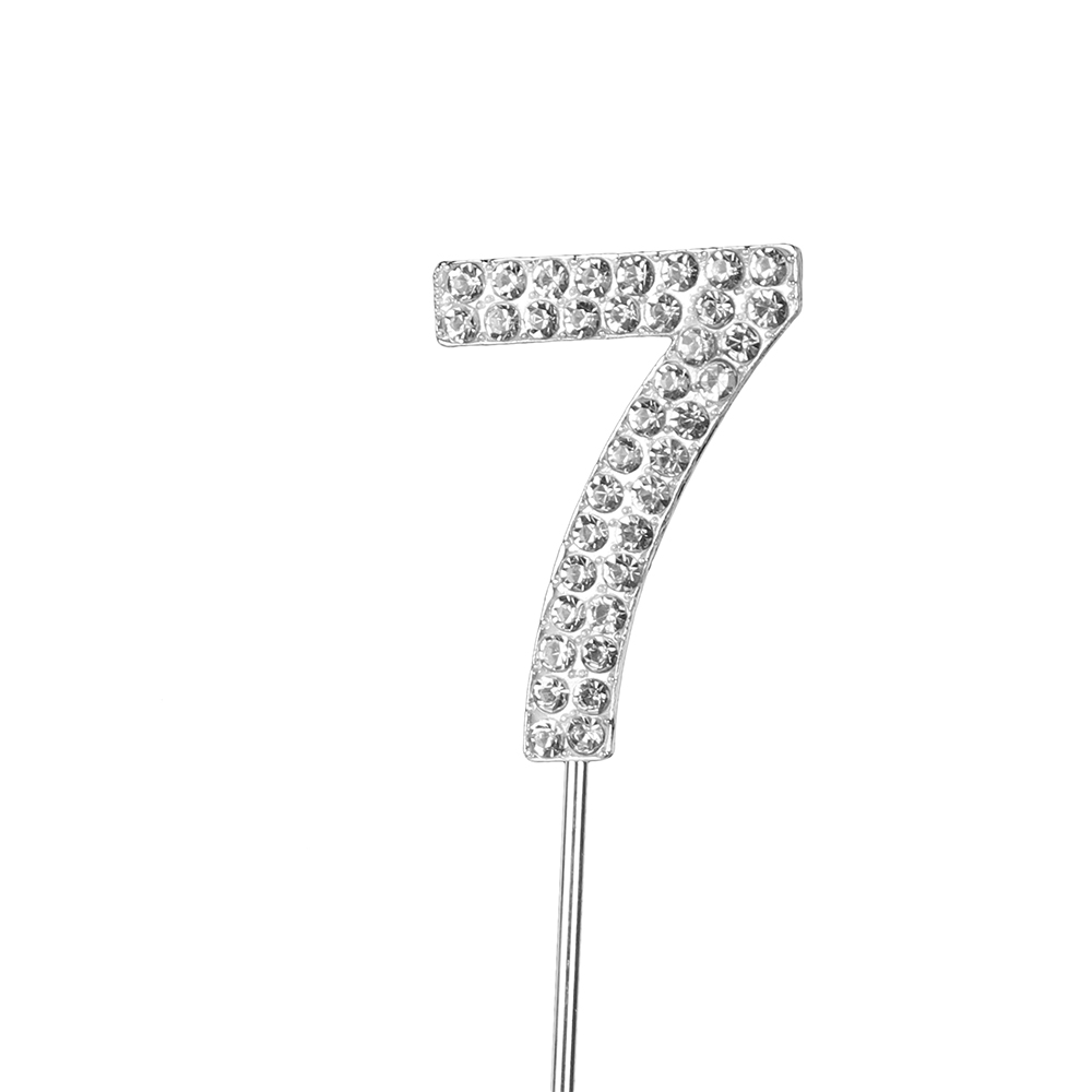 O'Creme Silver Rhinestone 'Number Seven' Cake Topper image 1