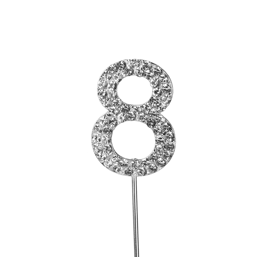 O'Creme Silver Rhinestone 'Number Eight' Cake Topper image 1