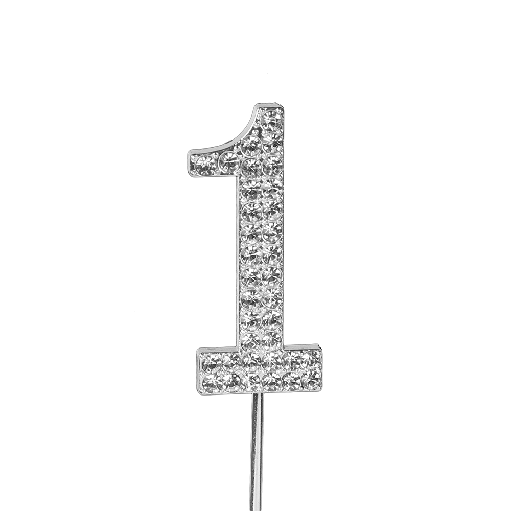 O'Creme Silver Rhinestone 'Number One' Cupcake Topper image 1