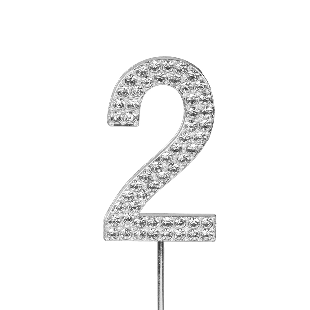 O'Creme Silver Rhinestone 'Number Two' Cupcake Topper image 1