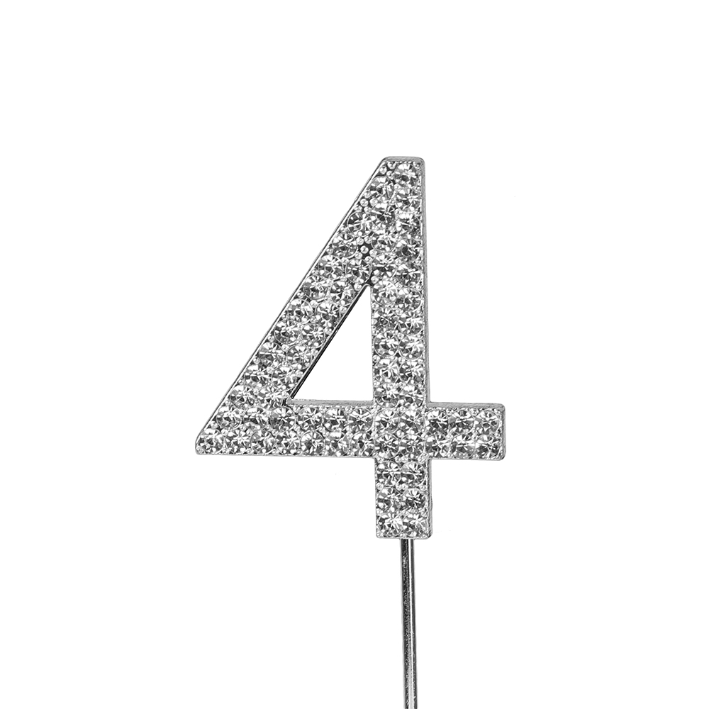 O'Creme Silver Rhinestone 'Number Four' Cupcake Topper image 1