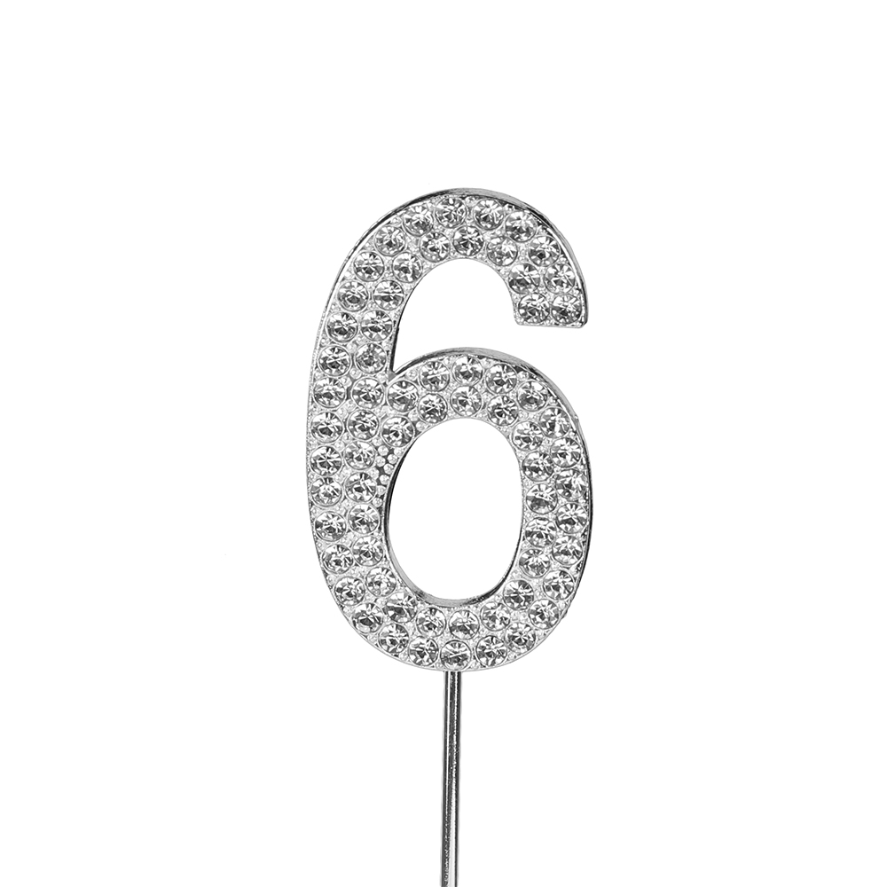 O'Creme Silver Rhinestone 'Number Six' Cupcake Topper image 1