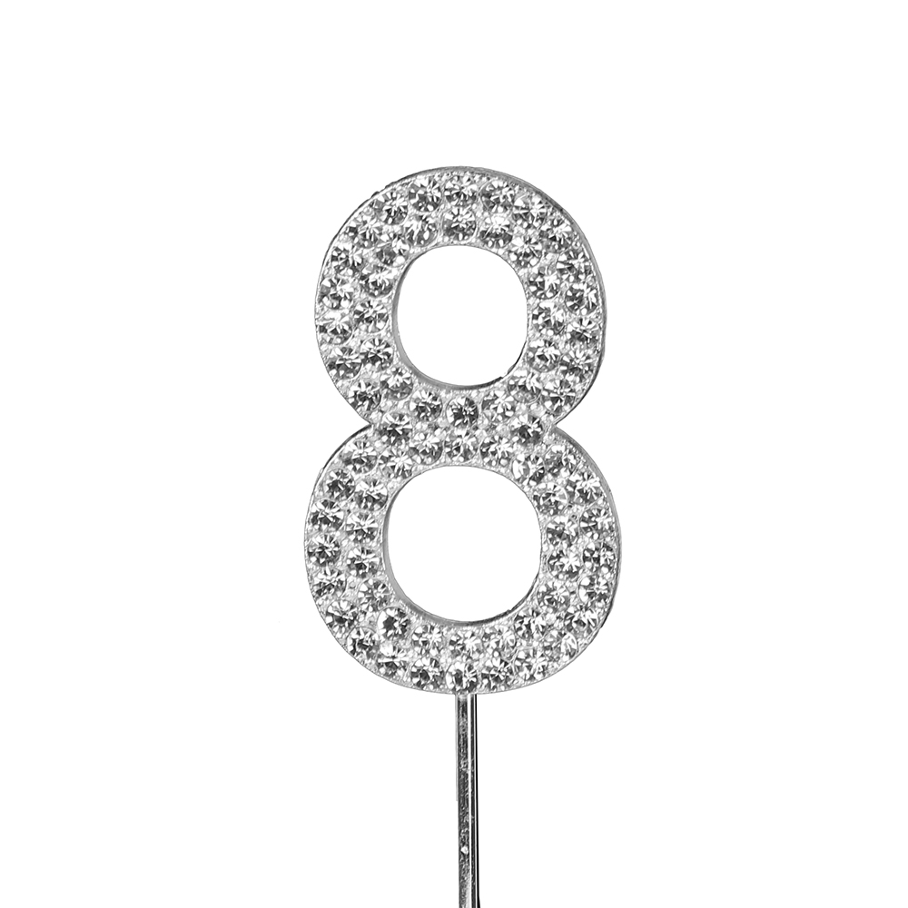 O'Creme Silver Rhinestone 'Number  Eight' Cupcake Topper image 1