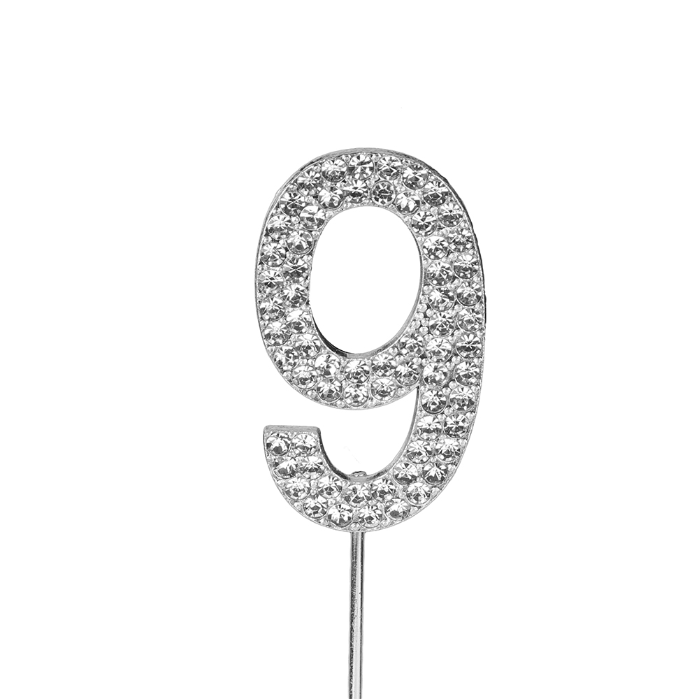 O'Creme Silver Rhinestone 'Number Nine' Cupcake Topper image 1