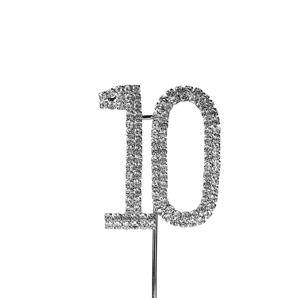 O'Creme Silver Rhinestone 'Number Ten' Cupcake Topper image 1