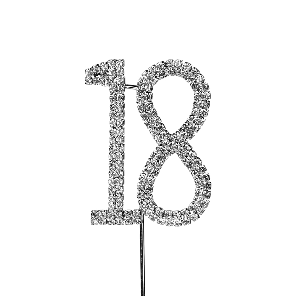 O'Creme Silver Rhinestone 'Number Eighteen' Cupcake Topper image 1