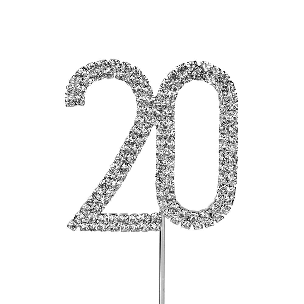 O'Creme Silver Rhinestone 'Number Twenty' Cupcake Topper image 1