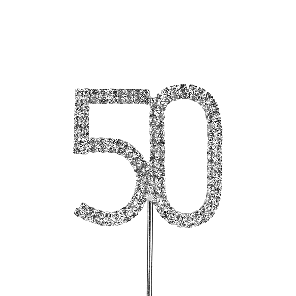 O'Creme Silver Rhinestone 'Number Fifty' Cupcake Topper image 1