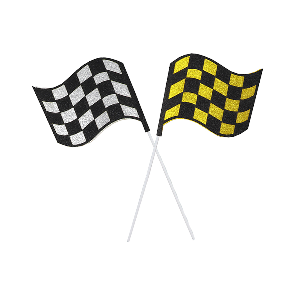 O'Creme Racing Car Flag Cake Toppers, Pack of 4 image 1