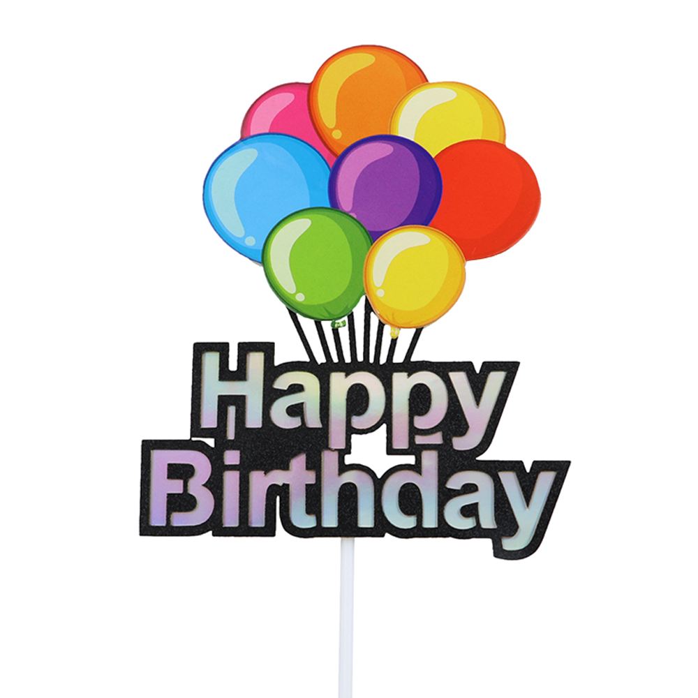 O'Creme 'Happy Birthday' with Balloons Cake Topper image 1