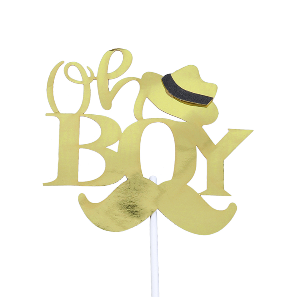 O'Creme 'Oh Boy' Cake Topper Gold image 1