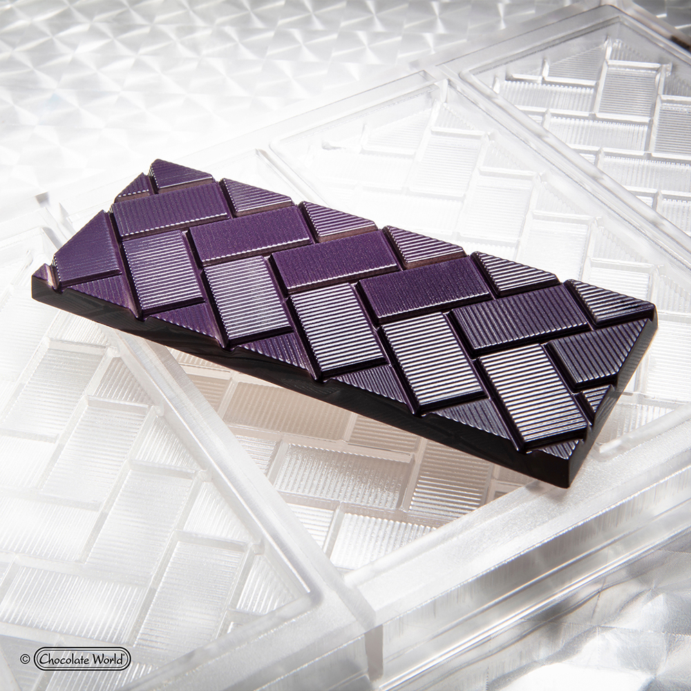 Chocolate World Clear Polycarbonate Chocolate Mold, Herringbone Bar image 1