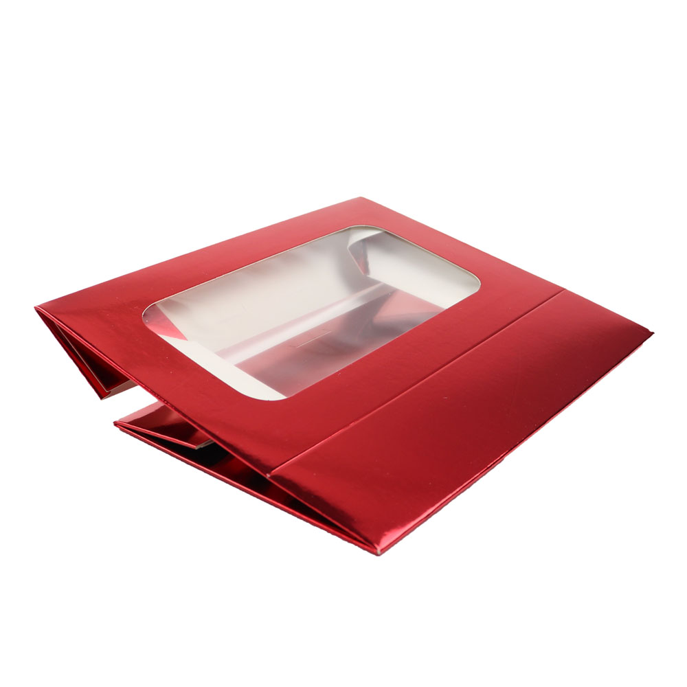 O'Creme Red Treat Box with Window, 8.5" x 5.5" x 2", Case of 200  image 3