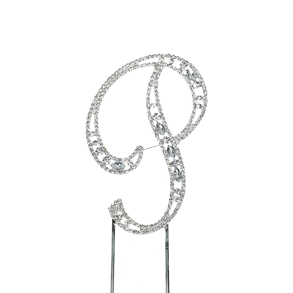 O'Creme Silver Rhinestone 'Letter P' Cake Topper image 1