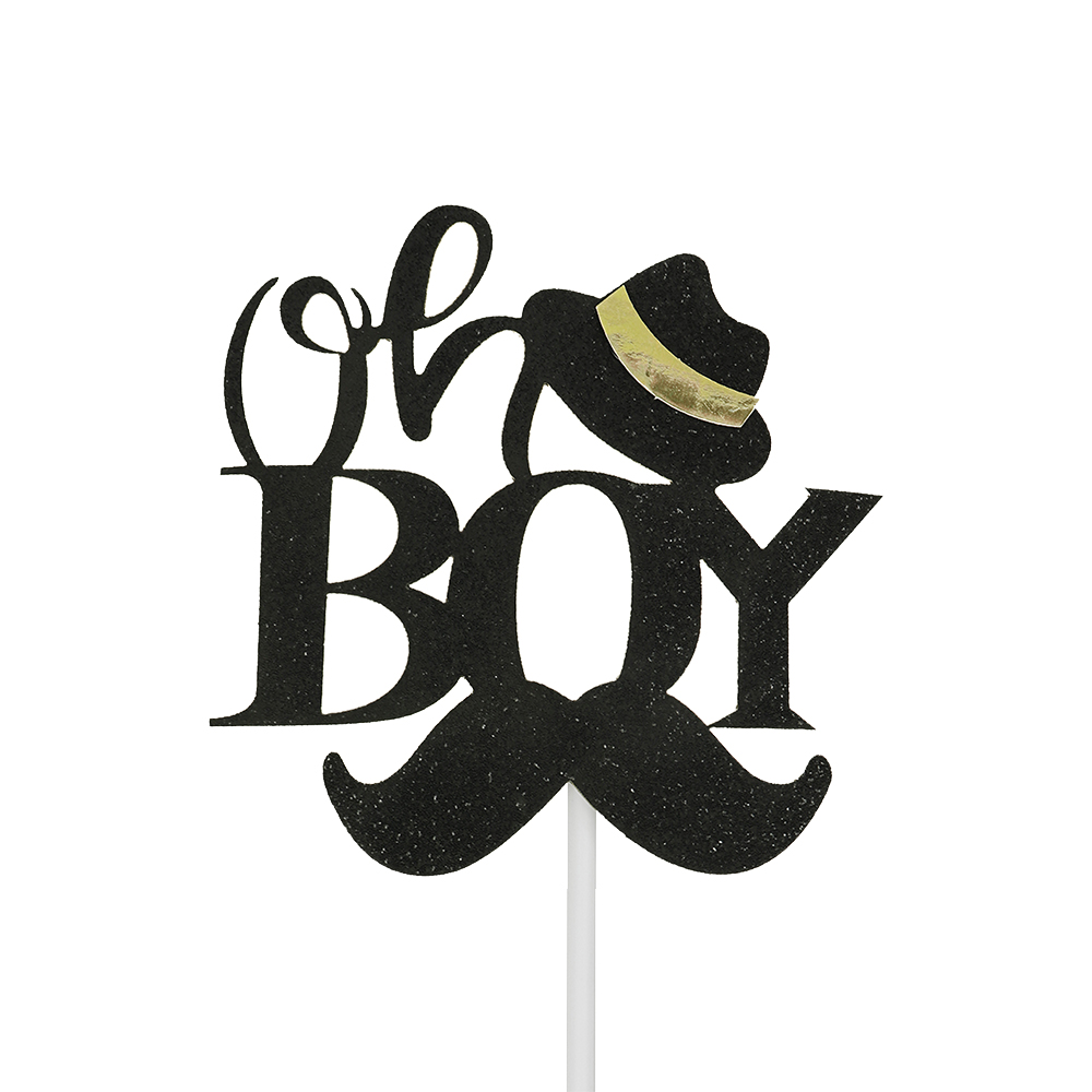 O'Creme 'Oh Boy' Black Cake Topper image 1