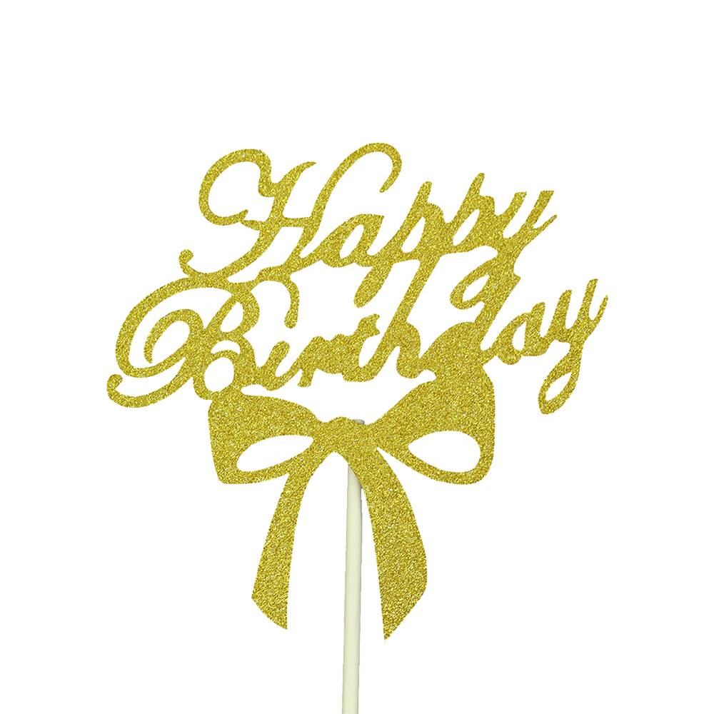 O'Creme Gold Paper 'Happy Birthday' Cake Topper image 1