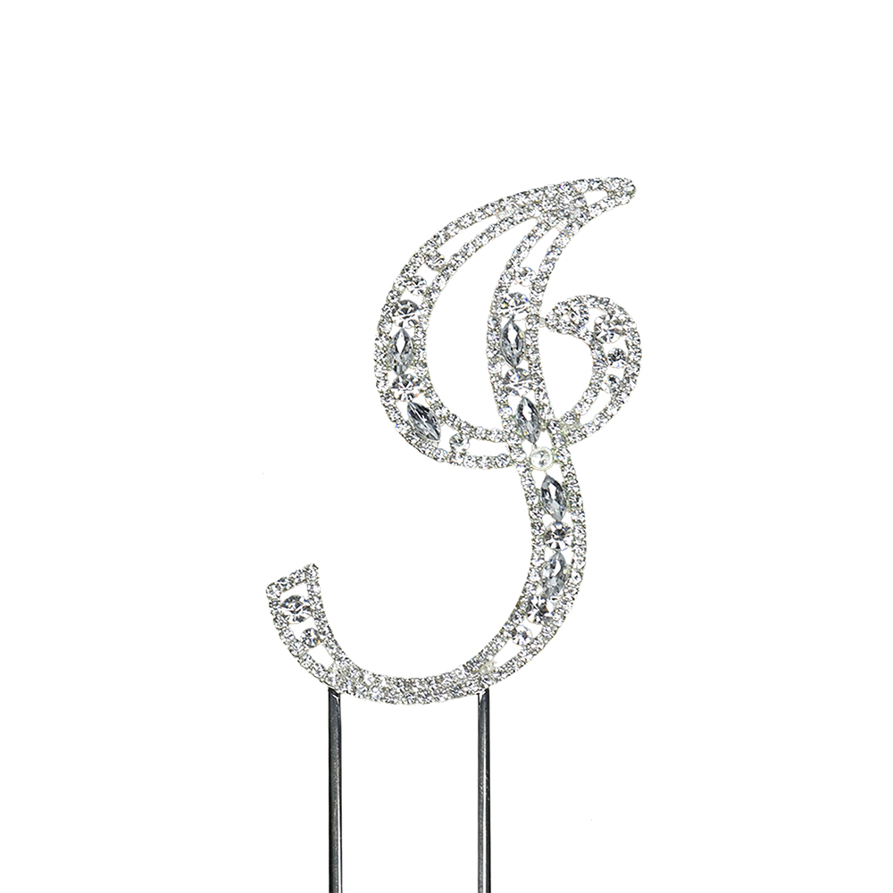 O'Creme Silver Rhinestone 'Letter I' Cake Topper image 1