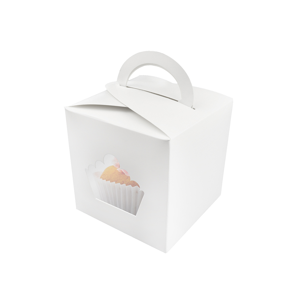 O'Creme White Cupcake Gift Box with Window, 4" x 4" x 4" - Pack of 25 image 1