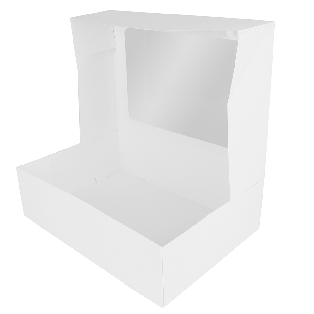 O'Creme White Cupcake Box with Window, Insert Included, 14" x 10" x 4" - Pack of 5 image 2