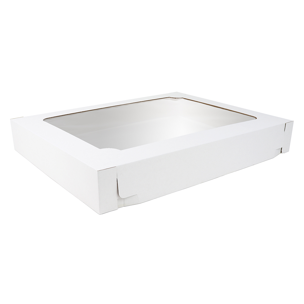 O'Creme White Half Size Cake Box, 8" deep, with Window - Pack of 5 image 1